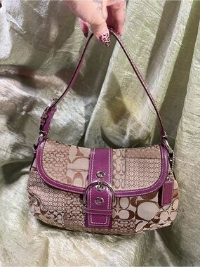 Large coach patchwork soho with purple patent leather
